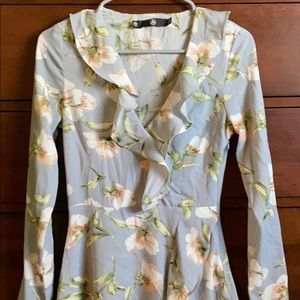 MissGuided Baby Blue Floral Dress